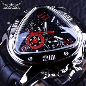 Jaragar Mens  BIG 45mm  Luxury Triangle Watch Genuine Leather Band.